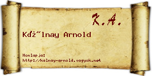 Kálnay Arnold névjegykártya